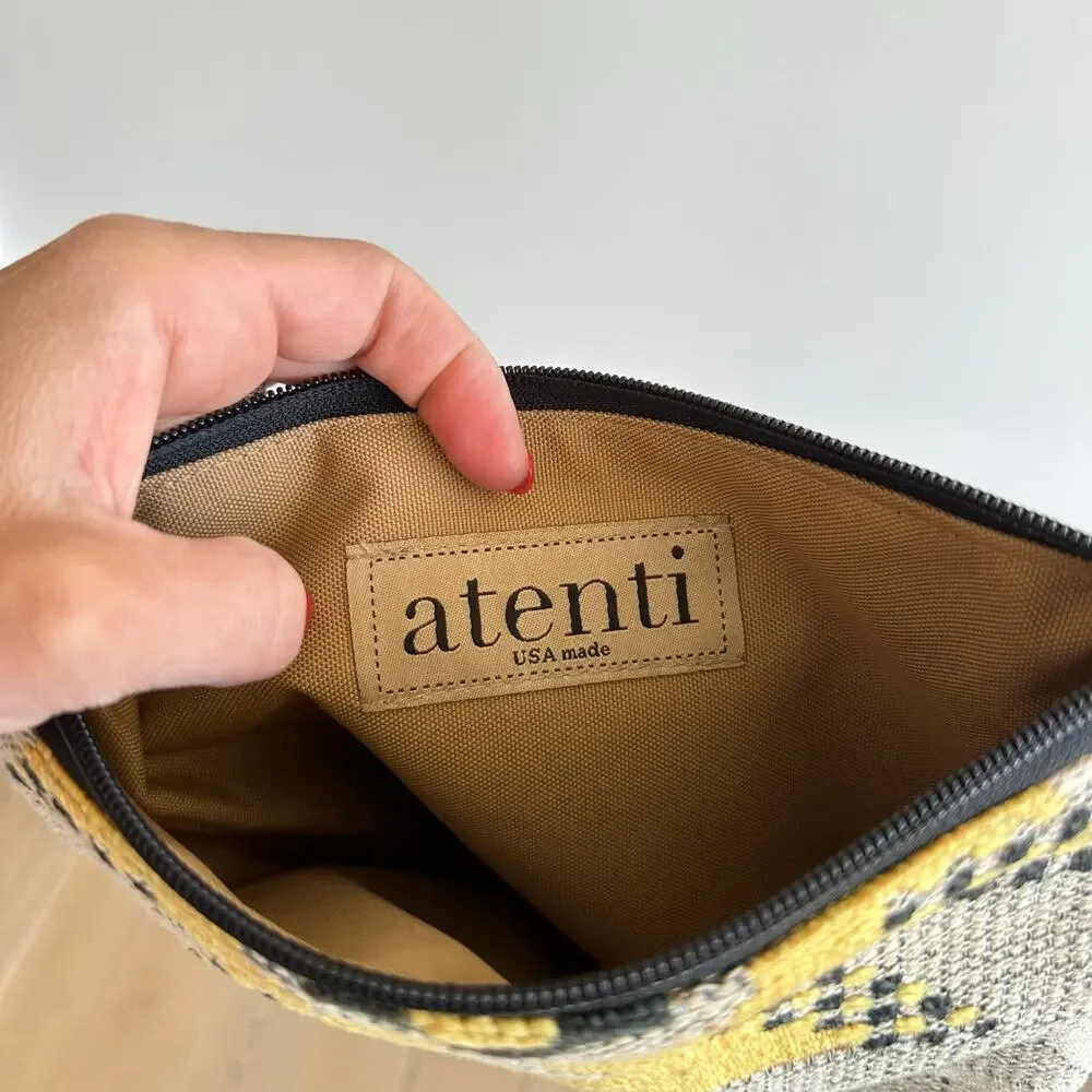 Atenti Embroidered Lightweight Zipper Closure Pouch Wallet Clutch Gray